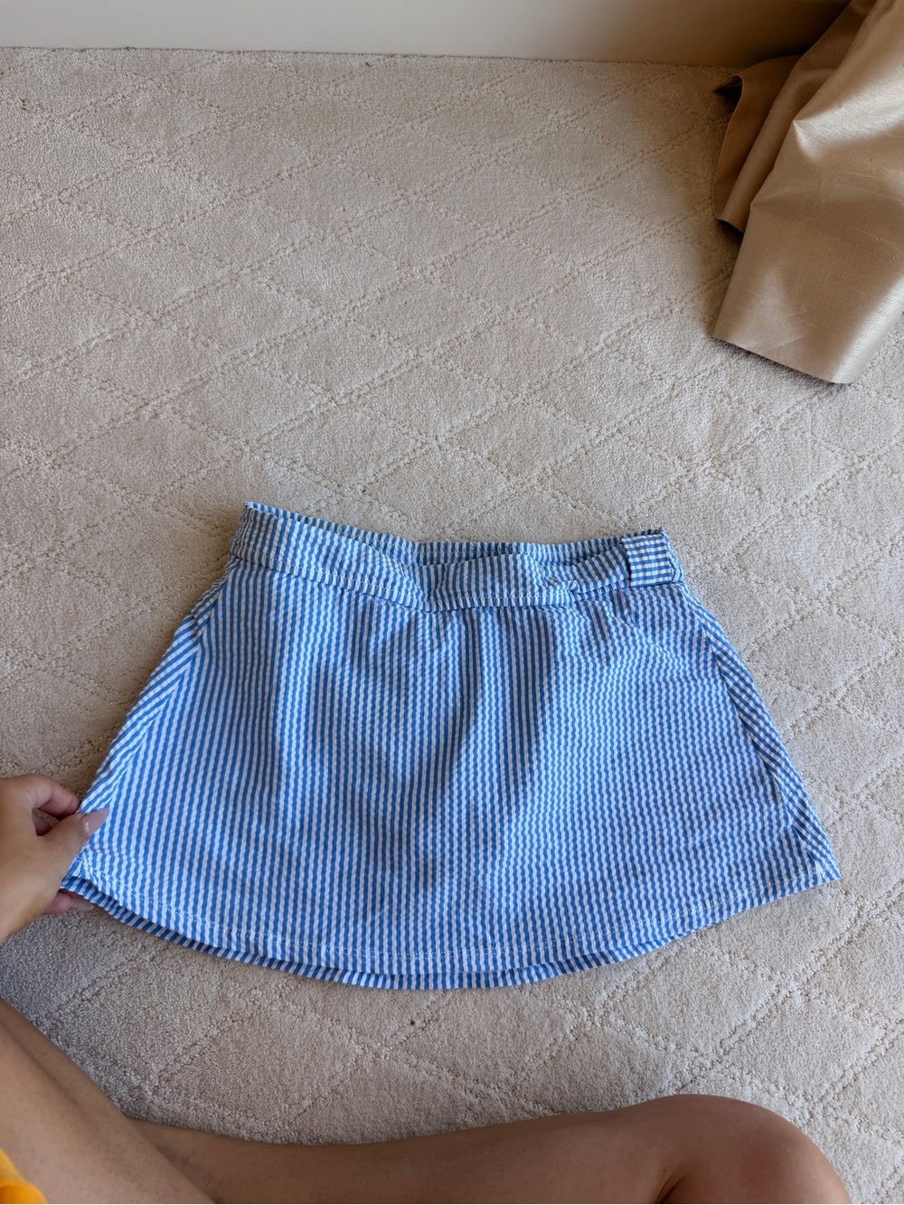 J Crew Blue and White Striped Mini Skirt